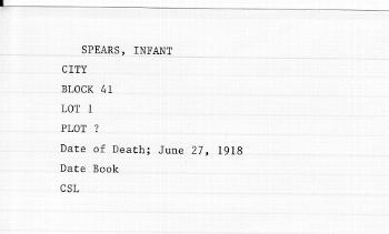 Spears, Infant (27 Jun 1918)