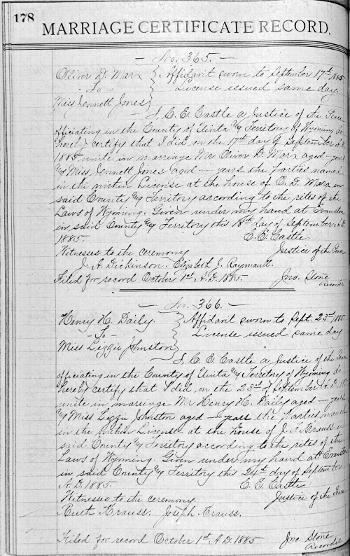 Daily, Henry H. (Lizzie Johnston) (23 Sep 1885)