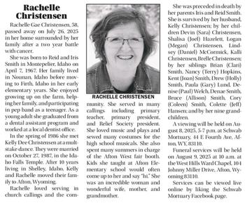 Christensen, Rachelle Gae d 26 Jul 2025