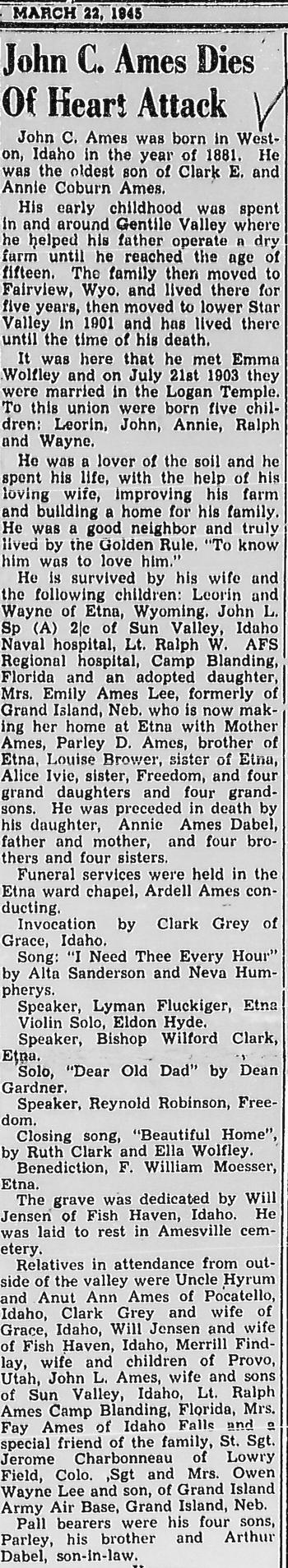 Ames, John C (i 22 Mar 1945)