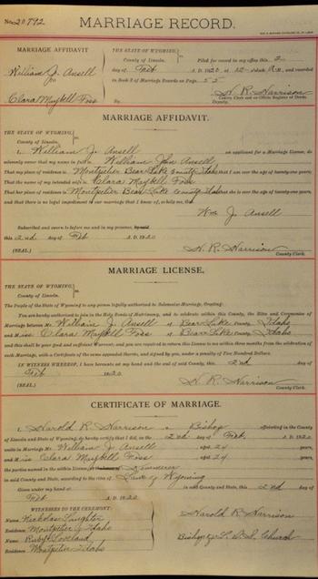 Ansell, William John (Clara Maybell Foss) (2 Feb 1920)