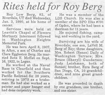 Berg, Roy Low (3 Jan 1990)