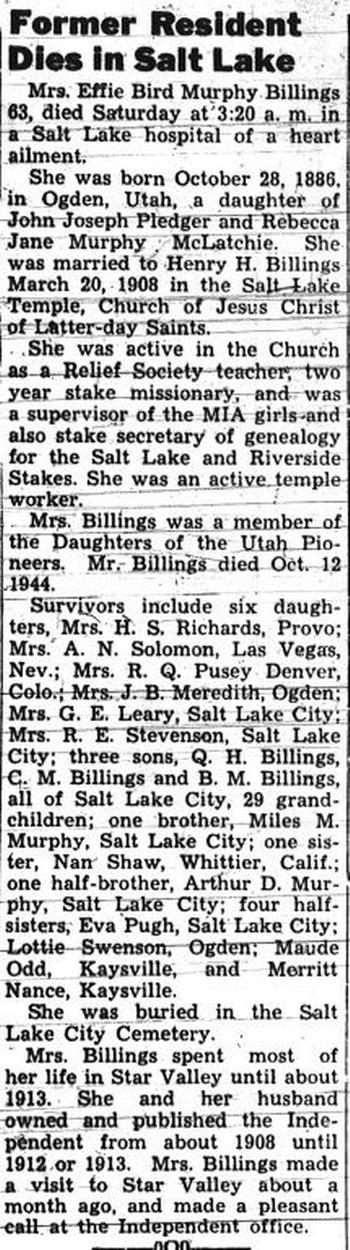 Billings, Effie Bird Murphy (7 Oct 1950)