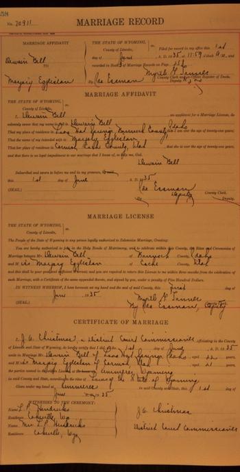 Bell, Dewain (Marjory Eggeston) (1 Jun 1935)