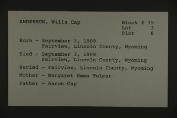 Anderson, Willa Cap