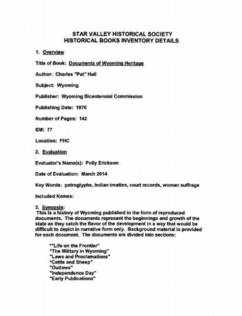 Documents of Wyoming Heritage