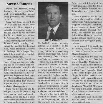 Ashment, Steven Earl d. 14 Dec 2023