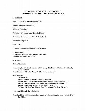 Annals of Wyoming Autumn 2001