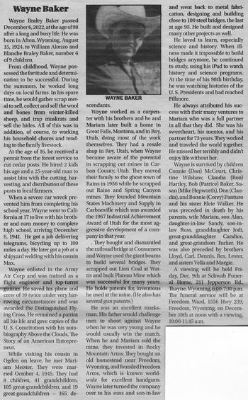 Baker, Wayne Braley d, 6 Dec 2022