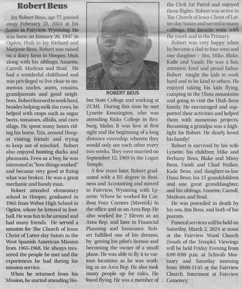 Beus, Jay Robert d. 21 Feb 2024
