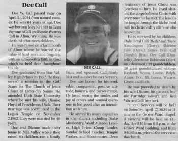 Call, Dee d. 21 Apr 2024