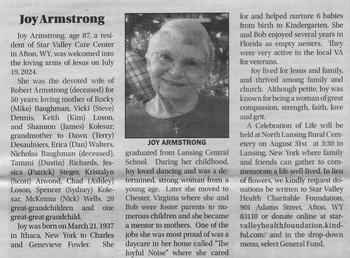 Armstrong, Joy d. 19 July 2024
