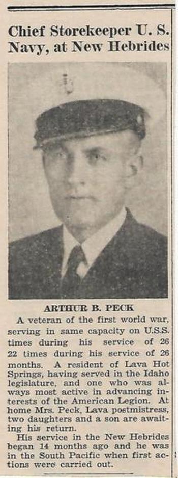 Arthur B. Peck -- Kemmerer Gazette article